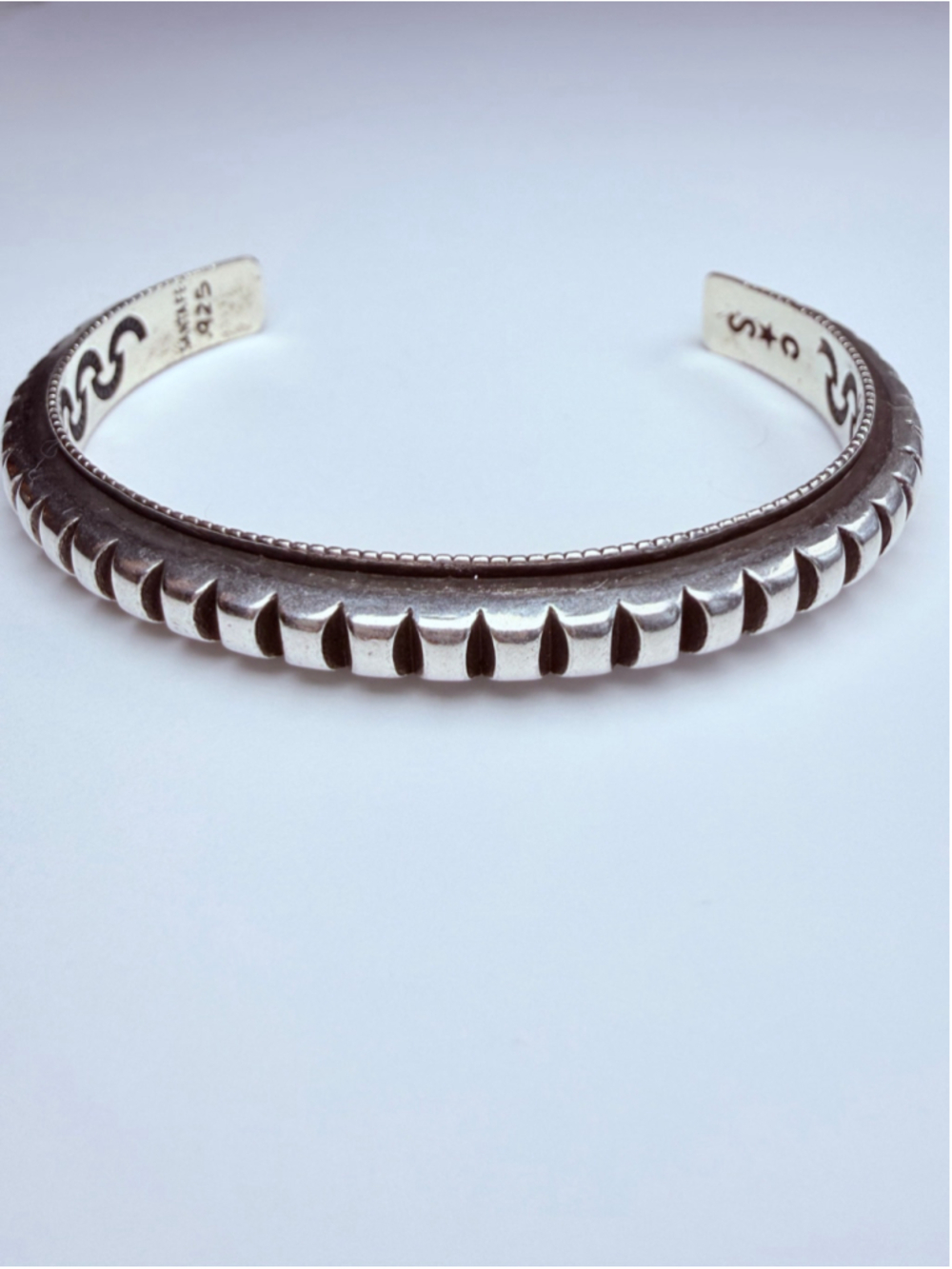 Cody Sanderson Navajo Gear Chrome Sterling Silver Hearts Cuff Bracelet $1585